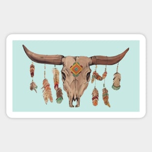 Cattle Skull With Feathers And Beads Magnet